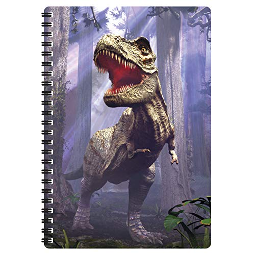 3D LiveLife A5 Notizbuch - T-Rex-Szene von Deluxebase. 80-seitiges 3D-Dinosaurier-Notizbuch. Schul- oder Büromaterial mit Kunstwerken, von renommierten Künstler David Penfound lizenziert von 3D LiveLife
