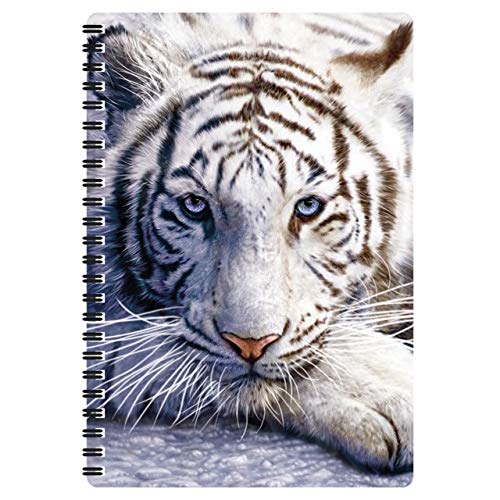 3D LiveLife A5 Notizbuch - Weiße Tigerruhe von Deluxebase. 80-seitiges 3D-Notizbuch für weiße Tiger. Schul- oder Büromaterial mit Kunstwerken, von renommierten Künstler David Penfound lizenziert von 3D LiveLife