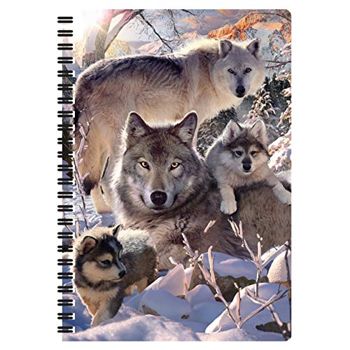 3D LiveLife A5 Notizbuch - Winterwölfe von Deluxebase. 80-seitiges 3D-Wolf-Notizbuch. Schul- oder Büromaterial mit Kunstwerken, von renommierten Künstler David Penfound lizenziert von 3D LiveLife