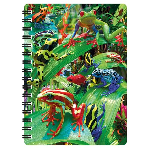3D LiveLife Jotter - Funky Frösche von Deluxebase. Linsenförmiges 3D Frosch A6 Spiralblock. Ein liniertes Notizbuch mit Kunstwerken, die vom bekannten Künstler David Penfound lizenziert wurden von 3D LiveLife