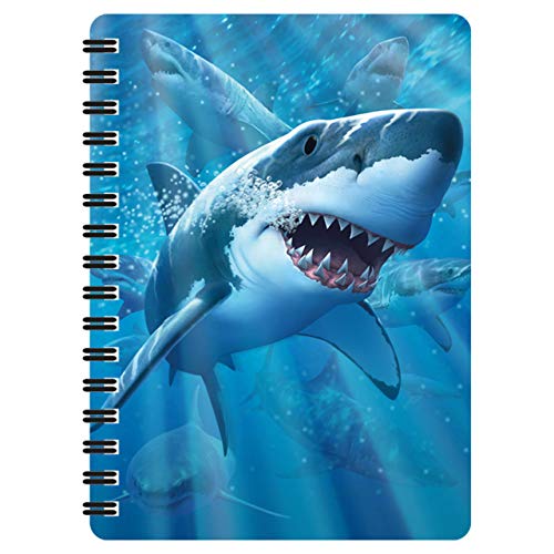 3D LiveLife Jotter - Große weiße Freude von Deluxebase. Lentikulärer 3D Shark A6 Spiralblock. Ein liniertes Notizbuch mit Kunstwerken, die vom bekannten Künstler Jerry LoFaro lizenziert wurden von 3D LiveLife