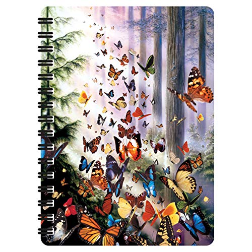 3D LiveLife Jotter - Schmetterlingswälder von Deluxebase. Linsenförmiges 3D Forest A6 Spiralblock. Liniertes Notizbuch mit Kunstwerken, die vom bekannten Künstler David Penfound lizenziert wurden von 3D LiveLife