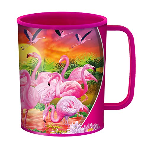 3D LiveLife Trinkbecher - Flamingo Lingo von DeluxeBase. 3D Linsenförmige Safari Plastikbecher. 300ml Becher für Kinder mit Original Kunstwerk, lizenziert von bekannt Künstler, Michael Searle von 3D LiveLife
