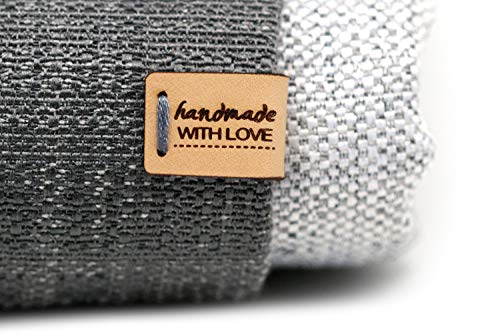 Lederetiketten Handmade with Love MOD. E - Exklusive gravierte echte italienische Leder-Tags - Handmade Leather Labels Tags (30 Stück - Angepasster Text) von 3DP