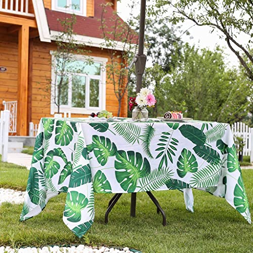 3E Home Outdoor-Tischdecke, spritzwassergeschützt, rund, mit Loch für Sonnenschirm und Reißverschluss, Picknick, 132 x 178 cm, Palmblatt von 3E Home