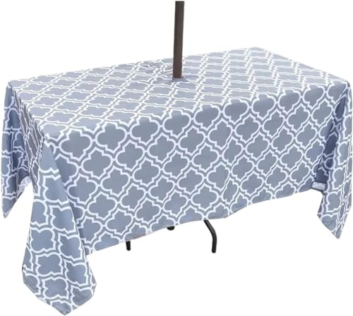 3E Home Outdoor-Tischdecke mit Sonnenschirmloch, spritzwassergeschützt, rechteckige Tischdecke mit Reißverschluss, für Garten, Picknick, Grillparty, 132 x 178 cm von 3E Home