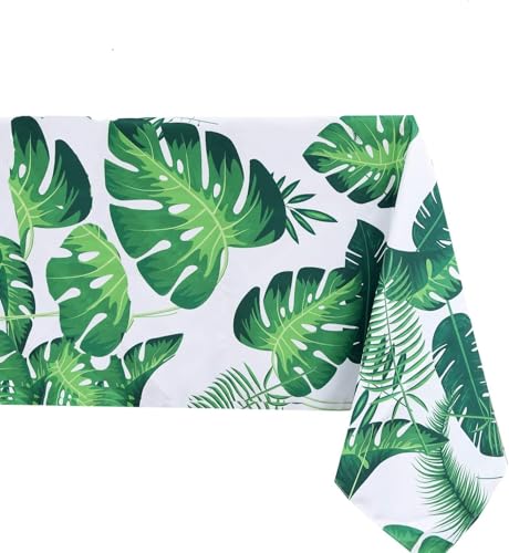 3E Home Rechteckige Tischdecke für den Außenbereich, wasserdicht, rechteckig, für Frühling und Sommer, Tischdecken, Picknick, 152 x 259 cm, Palmblatt von 3E Home