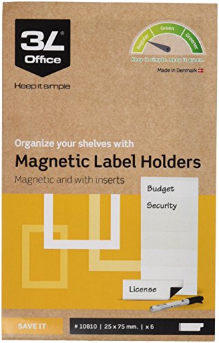 3L 10810 Etikettenhülle Magnetisch Box, 6 Stück 25 x 75 mm von 3L