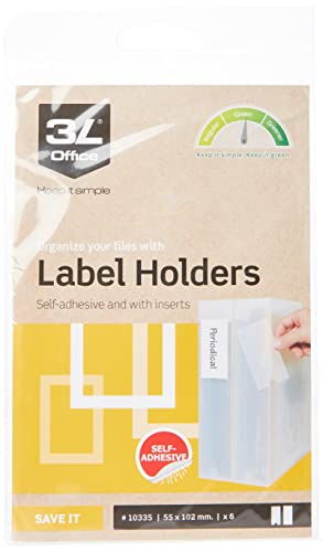 3L Selbstklebende Etikettenhalter aus Polypropylen, 55 mm x 102 mm, 6 Stück von 3L