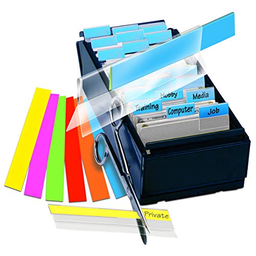 Djois, 10502 - Klebende Registerstreifen, 3L Größenanpassbar, Permanent, 10x150 mm, Sortiert, 5 Stück, Registerkarten, Ultra Langlebiges Polyester, Zuschneidbar, Praktische Dokumentenorganisation von Djois