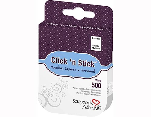 Click 'n Stick Permanentmontagequadrate, 3 l, weiß, 500-Pack von Scrapbook Adhesives