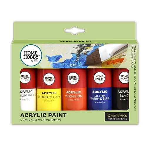 HomeHobby by 3L 14023 Acrylfarbe, Kunstzubehör, Fluid Acrylic Paint Colors, 2.54oz (5 Bottles), Mixed, 5 x 75ml von HomeHobby by 3L
