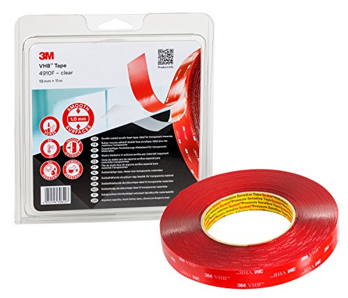 3M VHB 4910F Montage Klebeband doppelseitig - transparent, ermöglicht das Fügen transparenter Materialien mit praktisch unsichtbarer Klebstoffschicht - 19mm x 11m, Transparent, 1.0mm (1-er Pack) 3M VHB 4910F Montage Klebeband doppelseitig - transparent, ermöglicht das Fügen transparenter Materialien mit praktisch unsichtbarer Klebstoffschicht - 19mm x 11m, Transparent, 1.0mm (1-er Pack) von VHB