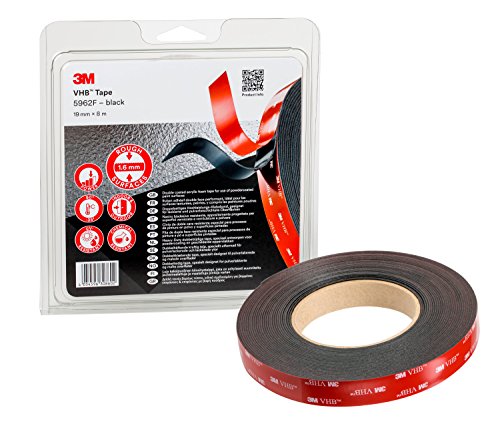 3M VHB 5952F Montage Klebeband doppelseitig - starke und dauerhafte Verbindung von Metallen, pulverbeschichteten Lacken, Glas, versiegeltem Holz, ABS - 19mm x 8m, Schwarz, Dicke: 1.6mm (1-er Pack) 3M VHB 5952F Montage Klebeband doppelseitig - starke und dauerhafte Verbindung von Metallen, pulverbeschichteten Lacken, Glas, versiegeltem Holz, ABS - 19mm x 8m, Schwarz, Dicke: 1.6mm (1-er Pack) von VHB