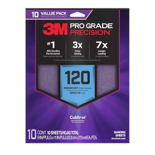3M Pro Grade SHR120-PGP-10T Präzisions-Schleifblätter mit rutschfestem Griff, 22,9 x 27,9 cm, Körnung 120, 10 Stück 3M Pro Grade SHR120-PGP-10T Präzisions-Schleifblätter mit rutschfestem Griff, 22,9 x 27,9 cm, Körnung 120, 10 Stück von 3M