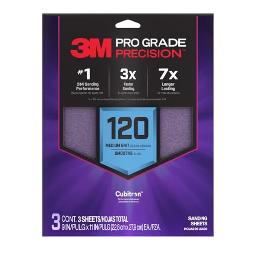 3M Pro Grade SHR120-PGP-3T Präzisions-Schleifblätter mit rutschfestem Griff, 22,9 x 27,9 cm, Körnung 120, 3 Stück 3M Pro Grade SHR120-PGP-3T Präzisions-Schleifblätter mit rutschfestem Griff, 22,9 x 27,9 cm, Körnung 120, 3 Stück von 3M