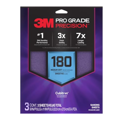 3M Pro Grade SHR180-PGP-3T Präzisions-Schleifblätter mit rutschfestem Griff, 22,9 x 27,9 cm, Körnung 180, 3 Stück 3M Pro Grade SHR180-PGP-3T Präzisions-Schleifblätter mit rutschfestem Griff, 22,9 x 27,9 cm, Körnung 180, 3 Stück von 3M