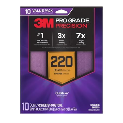3M Pro Grade SHR220-PGP-10T Präzisions-Schleifblätter mit rutschfestem Griff, 22,9 x 27,9 cm, Körnung 220, 10 Stück 3M Pro Grade SHR220-PGP-10T Präzisions-Schleifblätter mit rutschfestem Griff, 22,9 x 27,9 cm, Körnung 220, 10 Stück von 3M