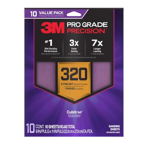 3M Pro Grade SHR320-PGP-10T Präzisions-Schleifblätter mit rutschfestem Griff, 22,9 x 27,9 cm, Körnung 320, 10 Stück 3M Pro Grade SHR320-PGP-10T Präzisions-Schleifblätter mit rutschfestem Griff, 22,9 x 27,9 cm, Körnung 320, 10 Stück von 3M