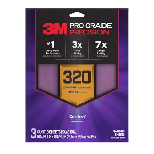 3M Pro Grade SHR320-PGP-3T Präzisions-Schleifblätter mit rutschfestem Griff, 22,9 x 27,9 cm, Körnung 320, 3 Stück 3M Pro Grade SHR320-PGP-3T Präzisions-Schleifblätter mit rutschfestem Griff, 22,9 x 27,9 cm, Körnung 320, 3 Stück von 3M
