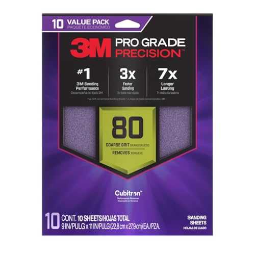 3M Pro Grade SHR80-PGP-10T Präzisions-Schleifblätter mit rutschfestem Griff, 22,9 x 27,9 cm, Körnung 80, 10 Stück 3M Pro Grade SHR80-PGP-10T Präzisions-Schleifblätter mit rutschfestem Griff, 22,9 x 27,9 cm, Körnung 80, 10 Stück von 3M