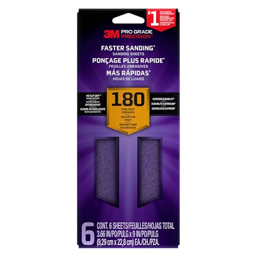 3M Pro Grade SHTR180-PGP-6T Präzisions-Schleifblätter mit rutschfestem Griff, 8,9 x 22,9 cm, Körnung 180, 6 Stück 3M Pro Grade SHTR180-PGP-6T Präzisions-Schleifblätter mit rutschfestem Griff, 8,9 x 22,9 cm, Körnung 180, 6 Stück von 3M