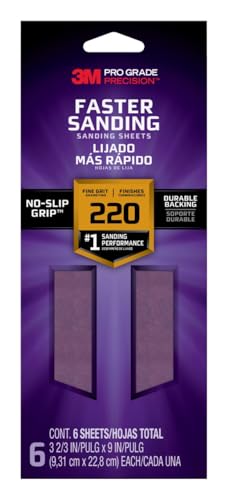 3M Pro Grade SHTR220-PGP-6T Präzisions-Schleifblätter mit rutschfestem Griff, 8,9 x 22,9 cm, Körnung 220, 6 Stück 3M Pro Grade SHTR220-PGP-6T Präzisions-Schleifblätter mit rutschfestem Griff, 8,9 x 22,9 cm, Körnung 220, 6 Stück von 3M
