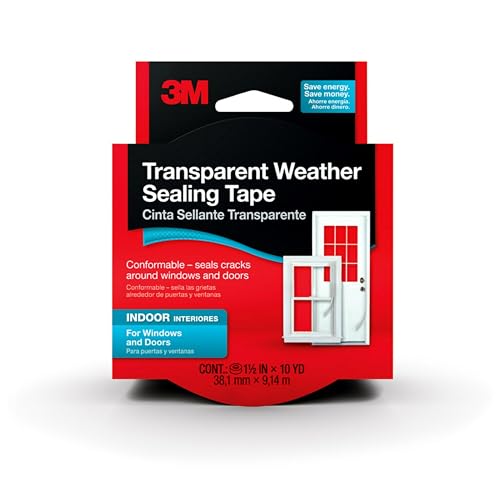 3M Wetterdichtungsband für Fenster und Türen, transparent, feuchtigkeitsbeständiges Klebeband, 3,8 cm x 9,1 m Rolle 3M Wetterdichtungsband für Fenster und Türen, transparent, feuchtigkeitsbeständiges Klebeband, 3,8 cm x 9,1 m Rolle von 3M