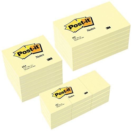 Post-it 654655P Haftnotiz Promotion Sparset, 70 g/qm, 6 x 654 + 6 x 655 + 12 x 653 gratis, gelb von 3M