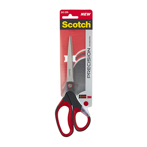 Scotch Präzisionsschere rot, 1 pro Packung, 20 cm - für den täglichen Gebrauch von Scotch