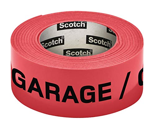 Scotch 300157G Neon-Klebeband, vorbedruckt, Neon, Garage, 30 mm x 50 m, Rot von Scotch