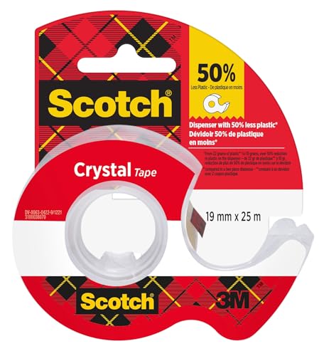 Scotch Crystal Klebeband, 19 mm x 25 m, 1 Rolle + Handabroller von Scotch