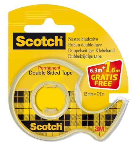 Scotch 136-DQ-FBNL Handspender gefüllt mit 1 Rolledoppelseitigem Klebeband , 7.89 m x 12,7 mm, 1 Stück von Scotch