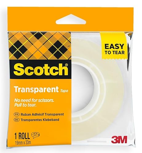 Scotch Transparent Klebeband 508 – 1 Rolle – 19mm x 33m – Durchsichtiges Allzweckband für Schule, Zuhause und Büro Scotch Transparent Klebeband 508 – 1 Rolle – 19mm x 33m – Durchsichtiges Allzweckband für Schule, Zuhause und Büro von Scotch