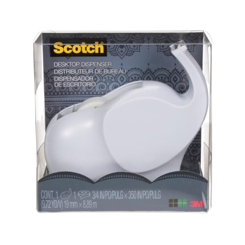 3M Scotch C43-ELPHT Abroller im Elefantendesign, 1 Rolle Magic Klebeband 19 mm X 8, 89 M C43 Elephant EU, Weiß von Scotch