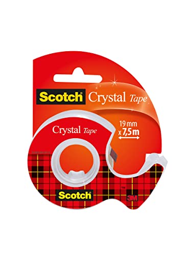 Scotch Crystal Klebeband, 19 mm x 7.5 m, 1 Rolle + Handabroller von Scotch