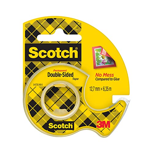 Scotch Doppelseitiges Klebeband 136D-MDOEU, 12,7 mm x 6,3 m, 1 Rolle auf Handabroller/Packung von Scotch