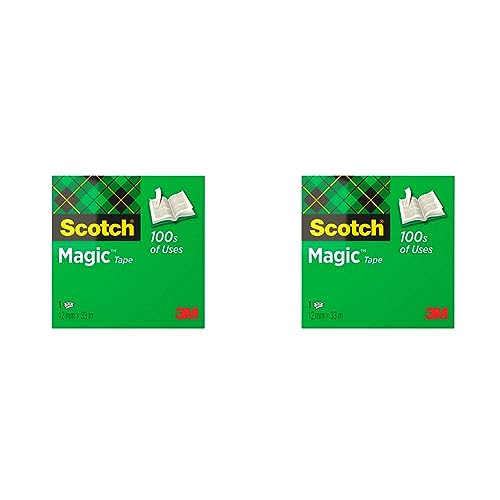 Scotch M8101233 Klebeband Magic 810 (Zellulose Acetat, 12 mm x 33 m) matt/unsichtbar (Packung mit 2) von Scotch