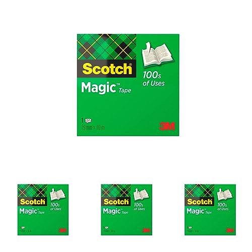 Scotch M8101910 Magic 810 Klebeband (Celluloseacetat, 19 mm x 10 m), matt/unsichtbar, Packung (Packung mit 4) von 3M