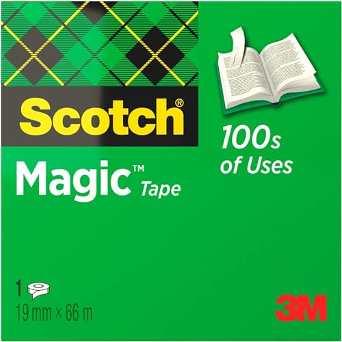 Scotch Magic Tape - 1 Rolle, 19 mm x 66 m - Unsichtbares Klebeband für allgemeine Zwecke zur Reparatur, Etikettierung und Versiegelung von Dokumenten von Scotch