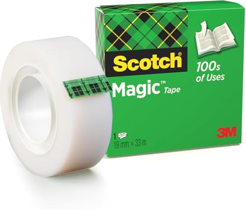 Scotch Magic Tape - 1 Rolle, 19 mm x 33 m - Unsichtbares Klebeband für allgemeine Zwecke zur Reparatur, Etikettierung und Versiegelung von Dokumenten von Scotch