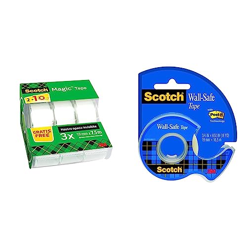 Scotch Magic Klebeband - 3 Handspender 19 mm x 7,5 m & Scotch 183-EFDG Wall-Safe Klebeband 19 mm x 16, 5 m, 1 Rolle, 1 Maxi-Abroller Scotch Magic Klebeband - 3 Handspender 19 mm x 7,5 m & Scotch 183-EFDG Wall-Safe Klebeband 19 mm x 16, 5 m, 1 Rolle, 1 Maxi-Abroller von Scotch