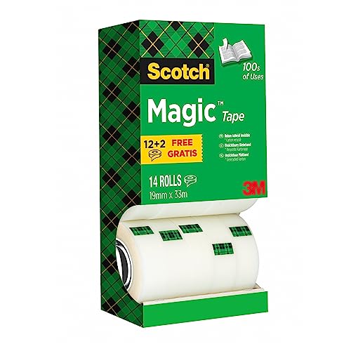 Scotch Magic Tape - Vorteilspack 14 Rollen, 19 mm x 33 m - Unsichtbares Klebeband für allgemeine Zwecke zur Reparatur, Etikettierung und Versiegelung von Dokumenten von Scotch