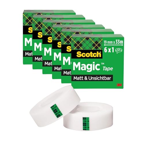 Scotch Magic Tape - 6 Rollen, 19 mm x 33 m - Unsichtbares Klebeband für allgemeine Zwecke zur Reparatur, Etikettierung und Versiegelung von Dokumenten von Scotch