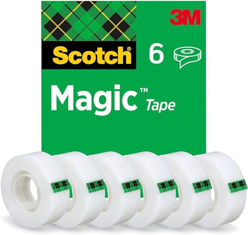 Scotch Magic Tape - 6 Rollen, 19 mm × 33 m - Unsichtbares Klebeband für allgemeine Zwecke zur Reparatur, Etikettierung und Versiegelung von Dokumenten von Scotch
