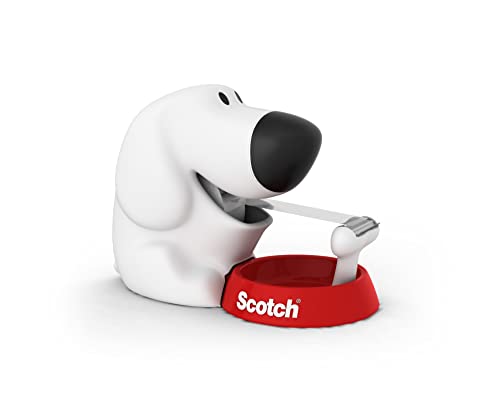 Scotch Tischabroller inkl. 1 Rolle Klebeband - Hunde Klebeband Abroller, auch für Kinder, weiß von Scotch