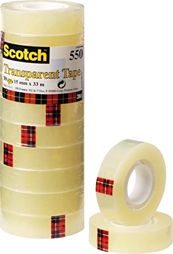 Scotch Transparentes Klebeband 550, 15 mm x 33 m, 10 rollen von Scotch