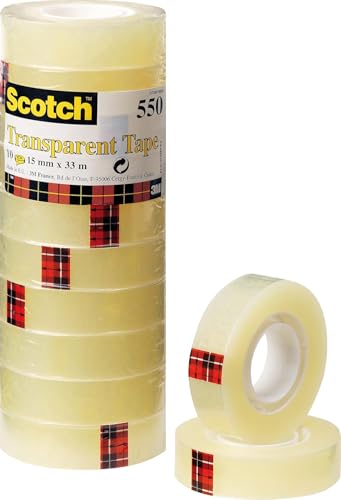 Scotch Transparentes klebeband 550 - 10 Rollen - 19 mm x 33 m - Durchsichtiges Allzweckband für Schule, Heim und Büro Scotch Transparentes klebeband 550 - 10 Rollen - 19 mm x 33 m - Durchsichtiges Allzweckband für Schule, Heim und Büro von Scotch