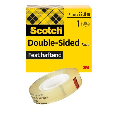 Scotch Doppelseitiges Klebeband, Transparent - 1 Rolle, 12 mm x 22.8 m - Klares Doppelseitiges Klebeband, Stark klebend für Scrapbooking, Basteln und Projekte, Fotoverträglich Scotch Doppelseitiges Klebeband, Transparent - 1 Rolle, 12 mm x 22.8 m - Klares Doppelseitiges Klebeband, Stark klebend für Scrapbooking, Basteln und Projekte, Fotoverträglich von Scotch