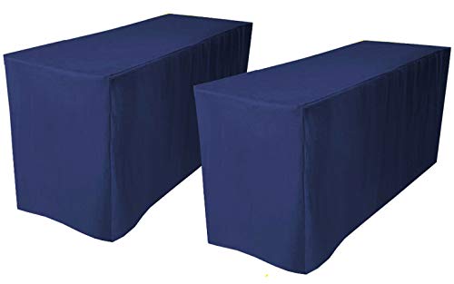 4 Less Co 2 Stück 2,4 m wasserdichte Tischdecke, Tischdecke, Messeveranstaltung, 4-seitig, Marineblau von 4 Less Co